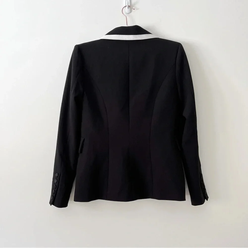 L’Agence black blazer white trim contemporary tuxedo style jacket Size 2 - Picture 4 of 4